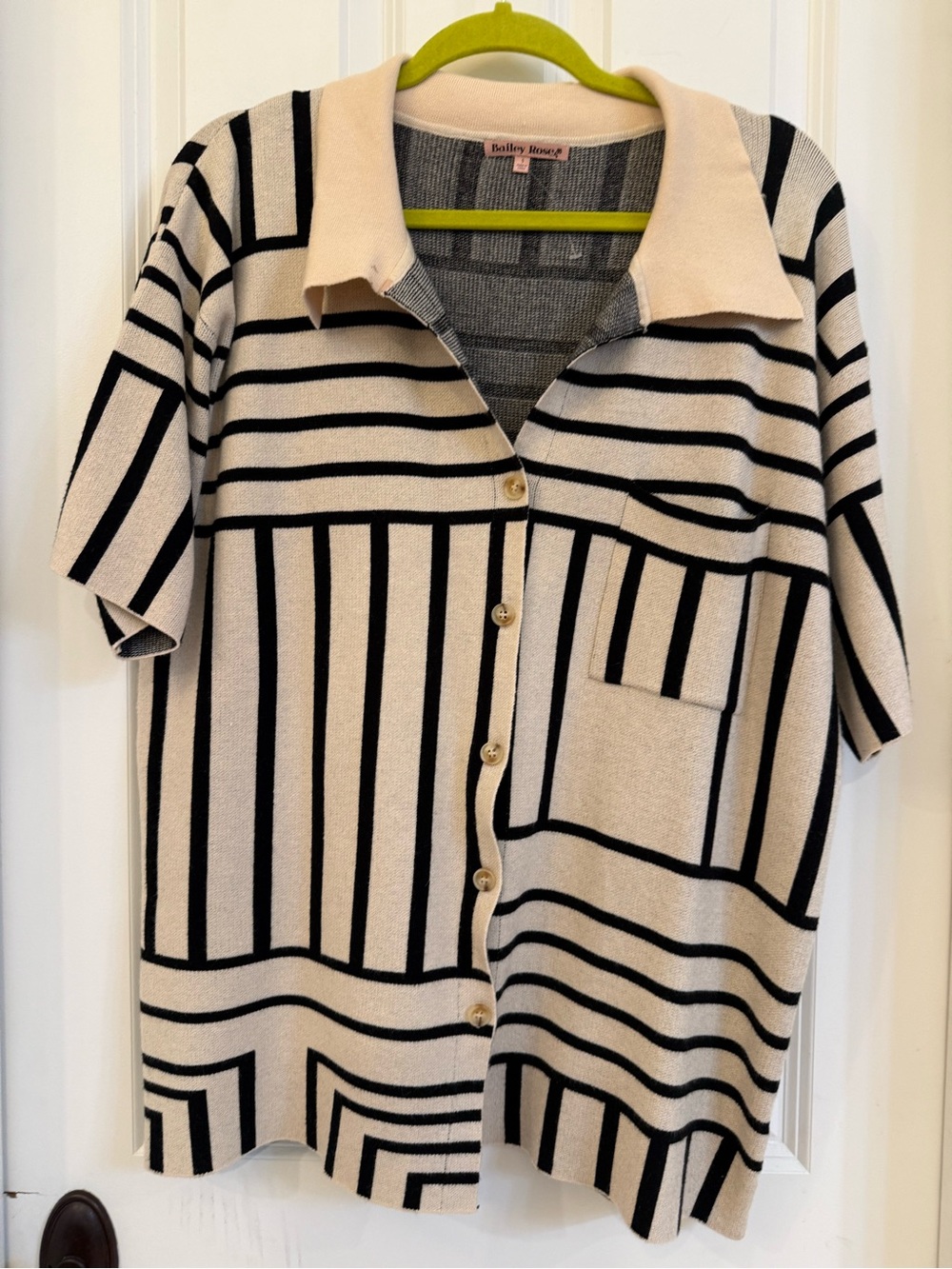 Bailey 44 Cream & Black Striped Button-Down Top